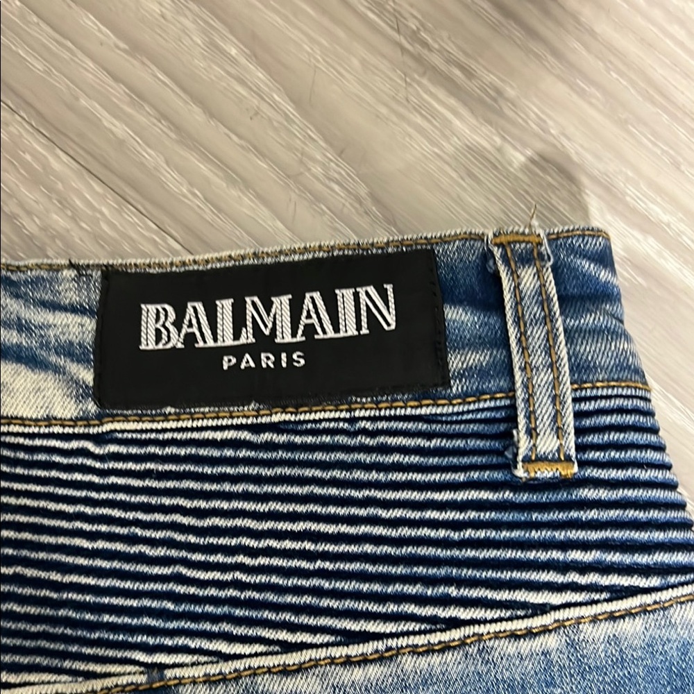 Balmain Paris Blue Slim Fit Biker Jeans (36-34) - Picture 2 of 15
